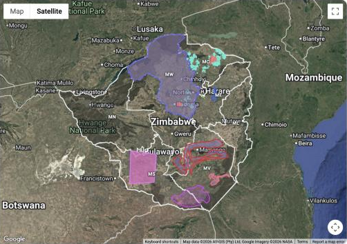 Interactive map of projects in Zimbabwe
